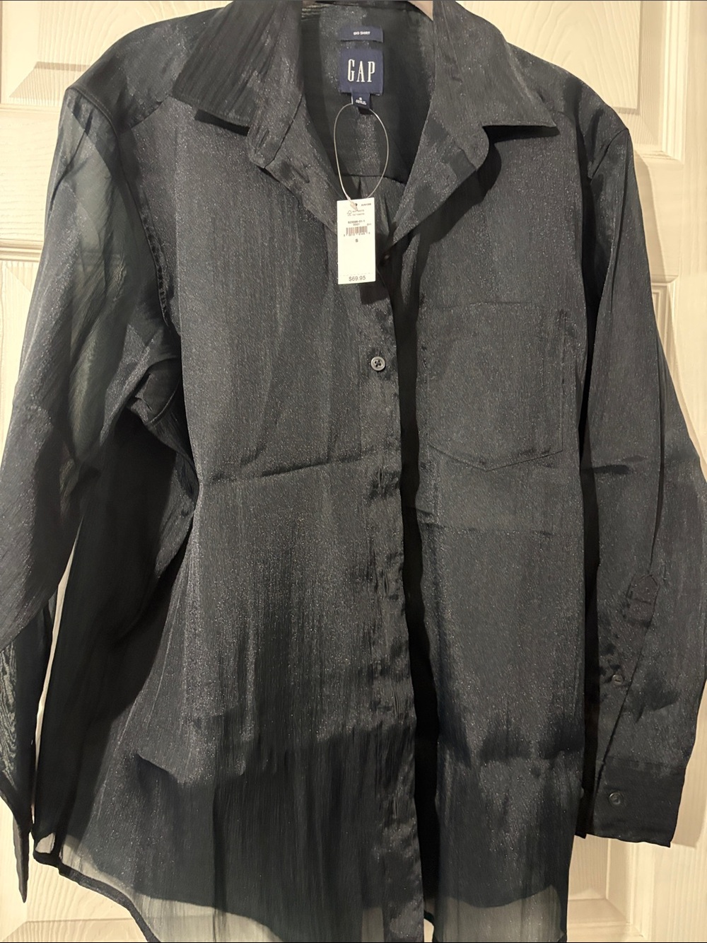 GAP Men’s Black Sheer Button-Front Shirt Jacket
